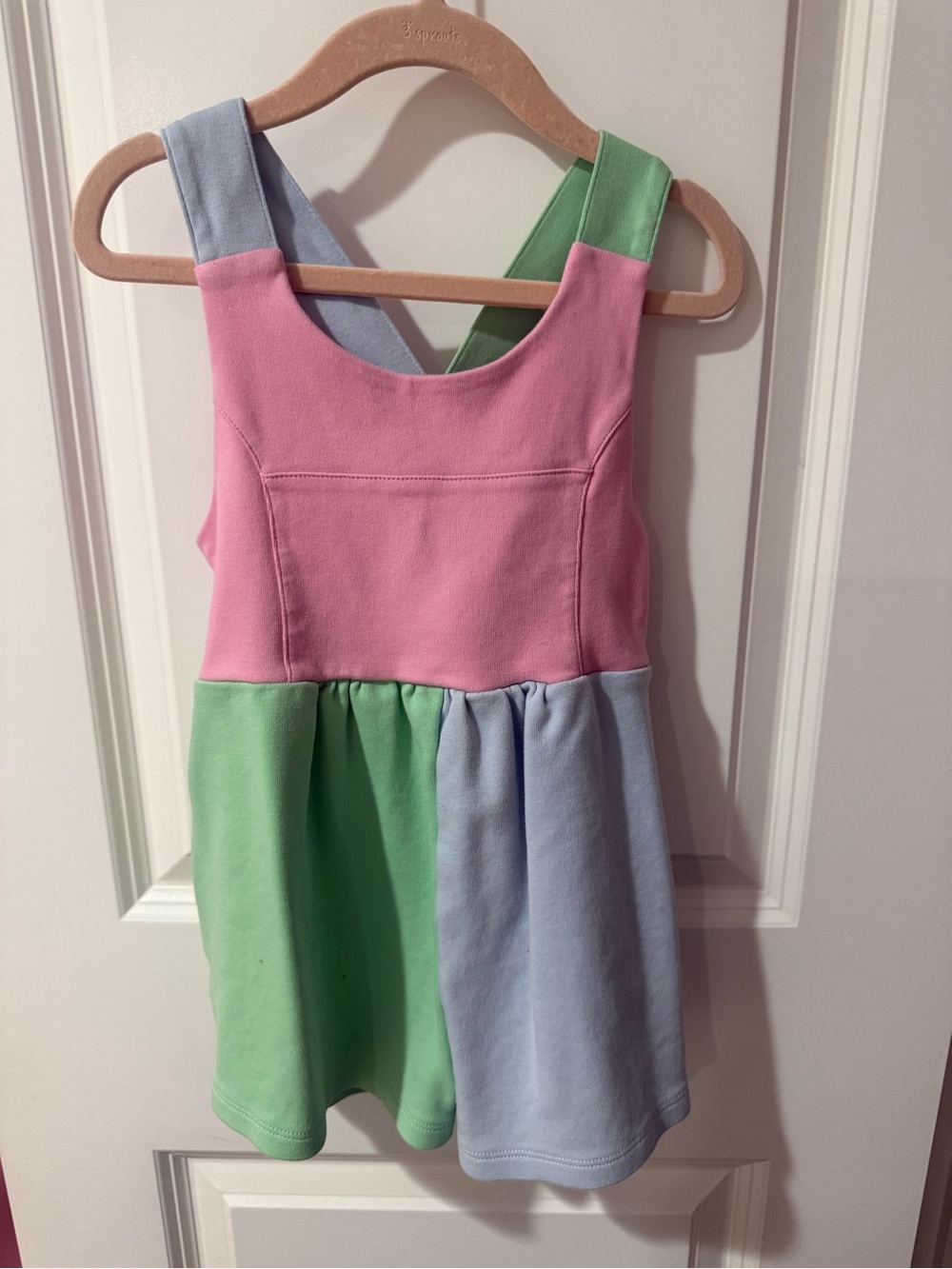 🎀 The Beaufort Bonnet Company Colorblock Romper Pink Green Blue Criss Cross Str